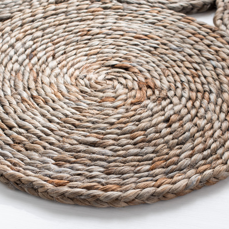 Tapis de couleur unie en jute tissé à la main Pescara, Rond 8 pi