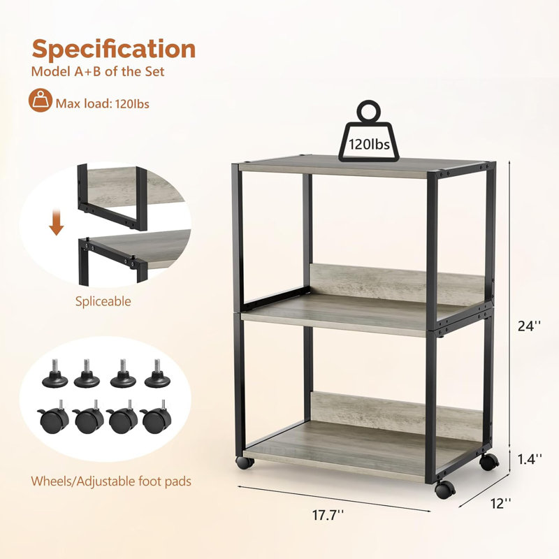 Support d'imprimante 17,72 po, Gris délavé