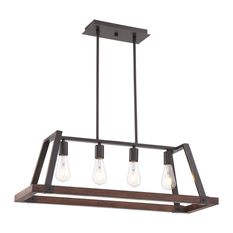 Bouck 4 - Light Kitchen Island Pendant, Mahogany Bronze/Nutmeg Wood