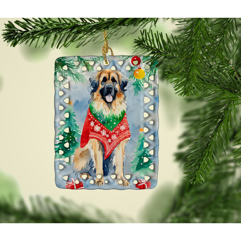 Ornement en porcelaine de Noël Leonberger, Leonberger 3512