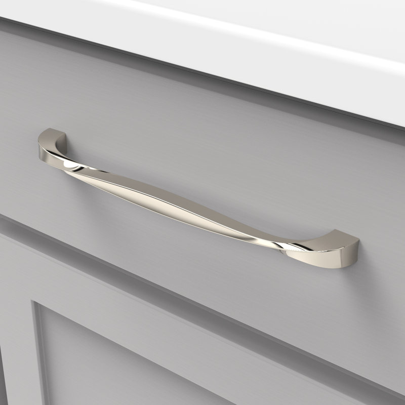 Poignée à poignée Twist Collection - Poignée d'armoire de 8 à 13/16 po nickel poli - Quincaillerie transitionnelle pour tiroirs et armoires