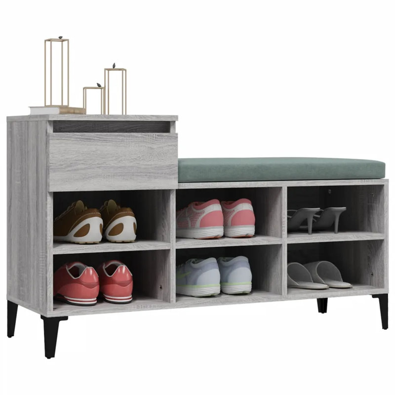 6 Pair Shoe Storage Cabinet, Grey Sonoma