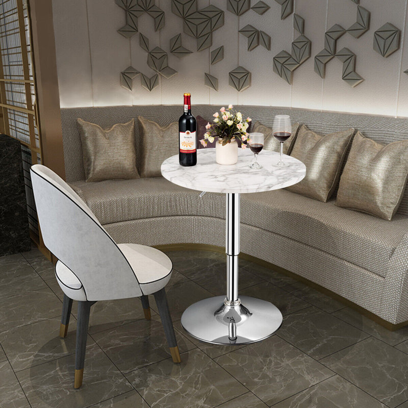 Round Metal Base Dining Table, White