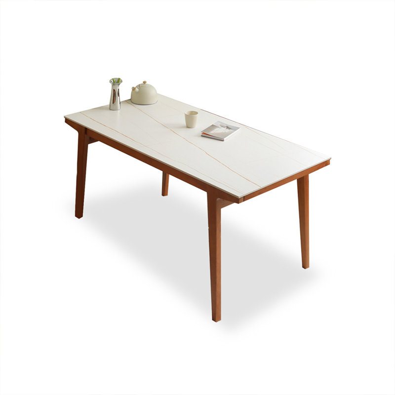 Pierre rectangulaire blanche avec table de salle à manger solide pour la salle à manger / cuisine