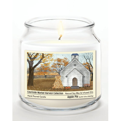 Bougie en pot de verre de 400 g (14 oz) de la collection Harvest Chapel, avec couvercle en métal argenté brossé