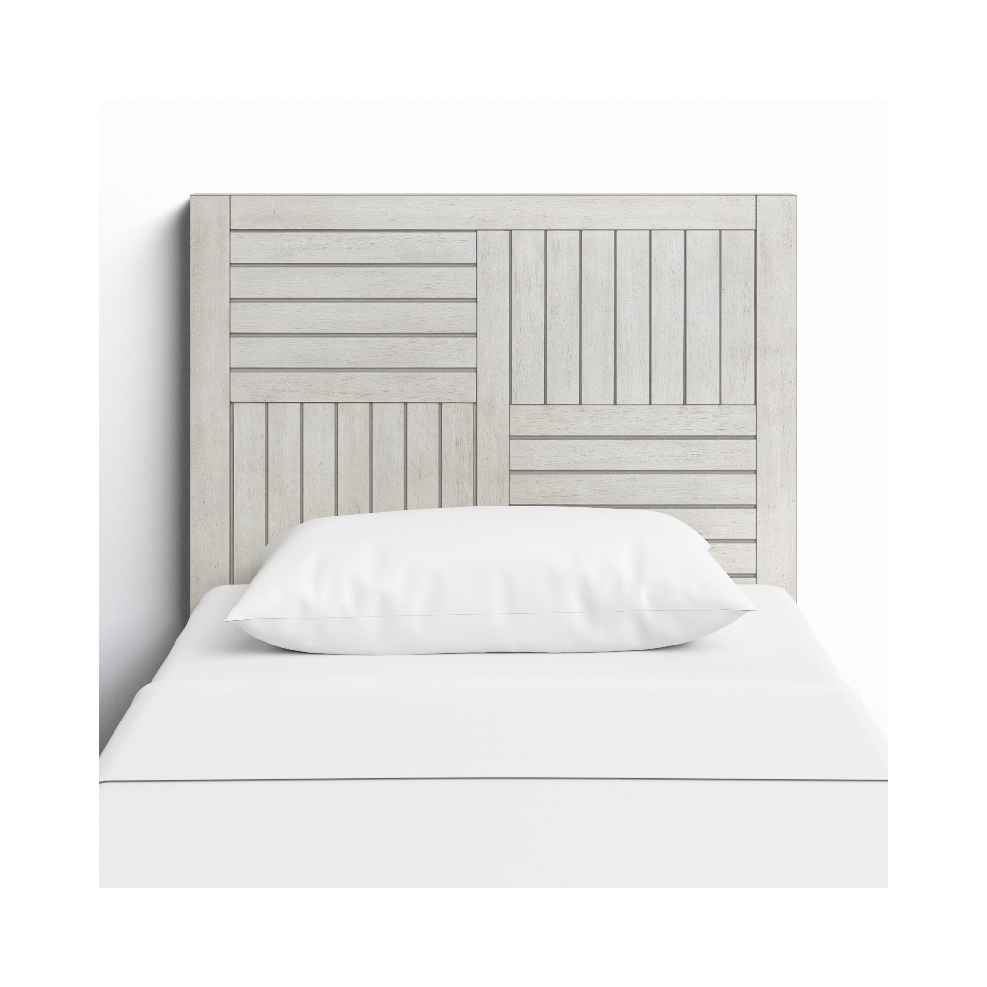 Cotswald Twin Solid Wood Panel Headboard, Stone Path White , Twin