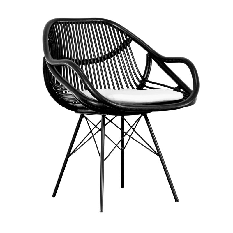 Stockholm Upholstered Arm Chair, Black