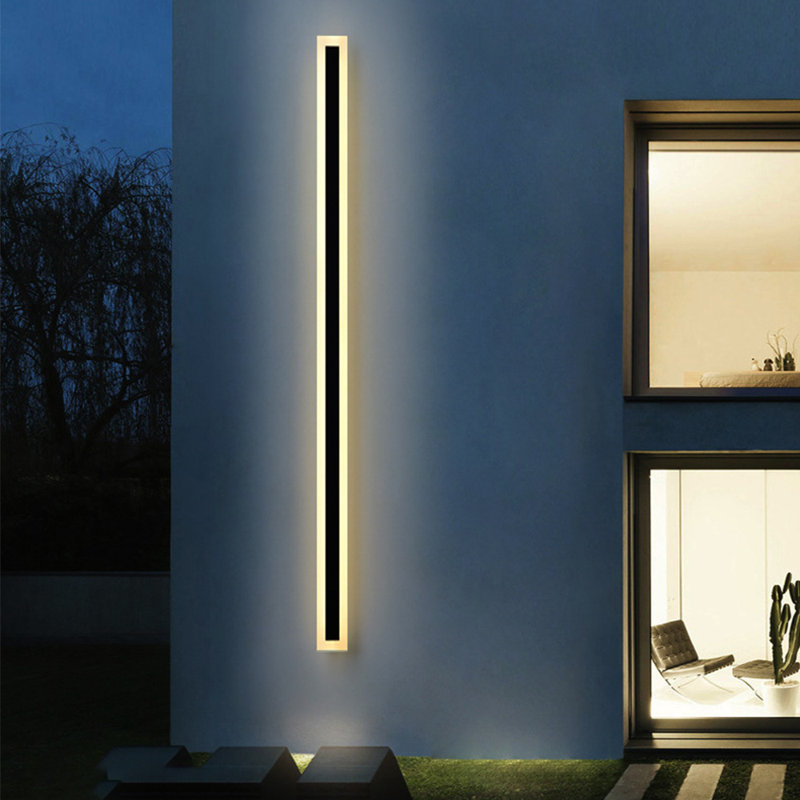 Aluminum Modern Linear IP65 Integrated LED Waterproof Hardwired Outdoor Wall Lights, Black/White, 35" H x 3" W x 1.8" D, 24