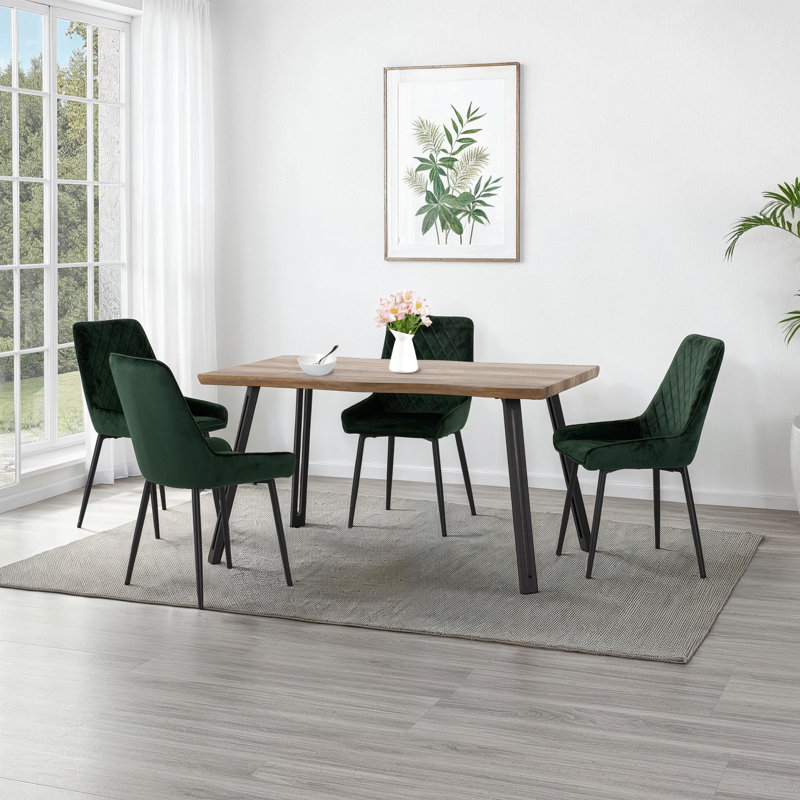  Cheshire Wave Edge Dining Set, Emerald Green