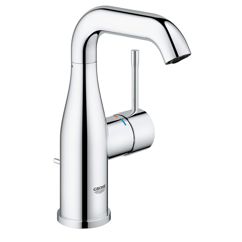 GROHE Essence Single Hole Bathroom Faucet with Single Handle, Size Medium, Star Light Chrome