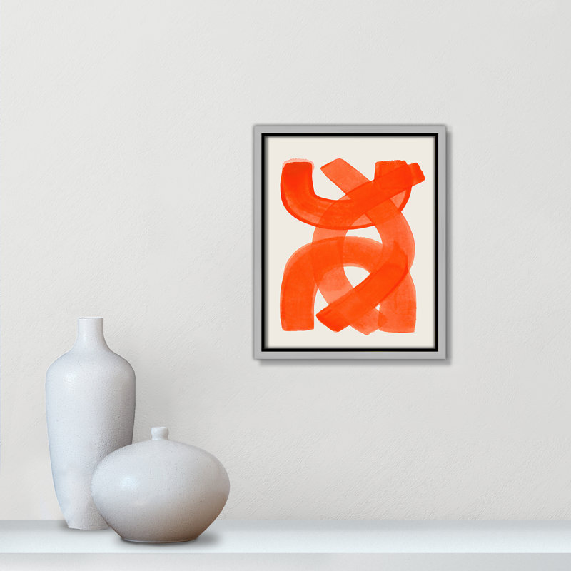 «Orange Strokes Print» par Haniff, Toile avec cadre, Flottant argent, L 9,5 po x H 11,5 po