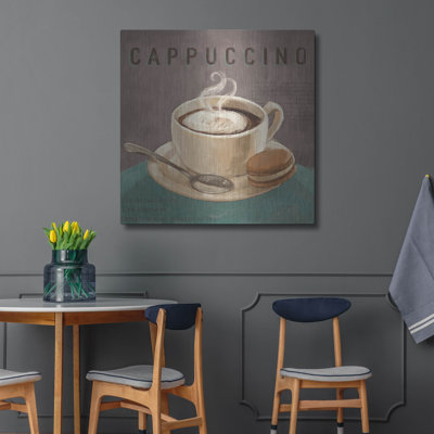 Art mural en métal Winston Porter «Coffee And Co 1 Teal and Gray» par Janelle Penner