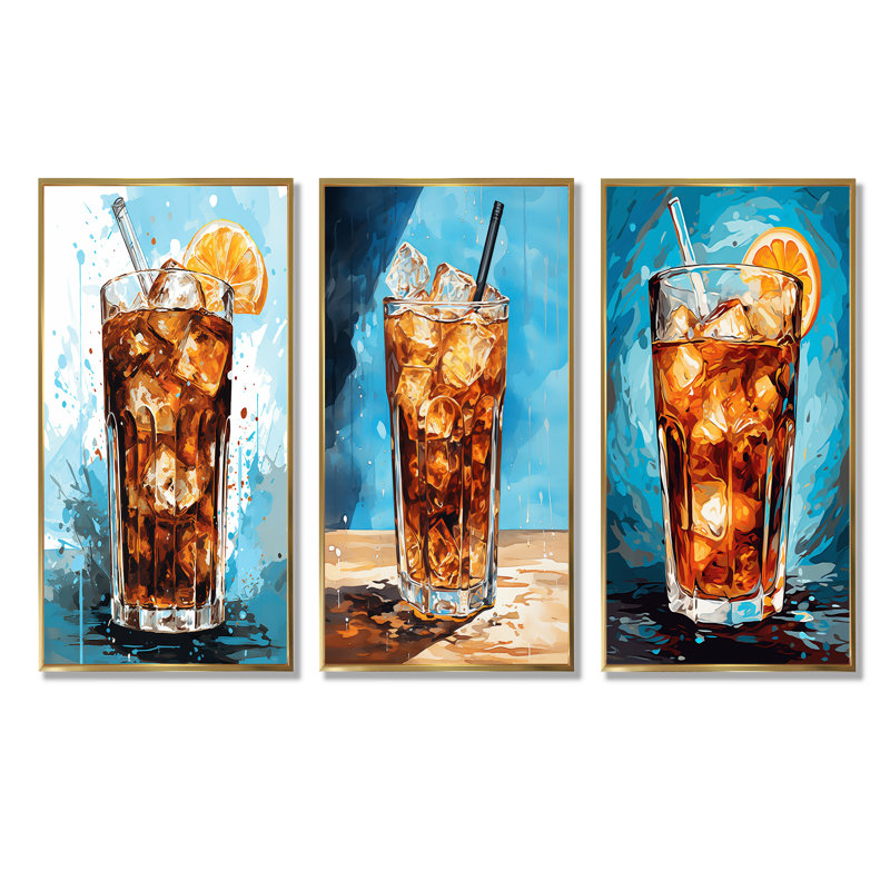 Cocktail froid café froid, Cadre flottant doré, H 32 po x l 48 po