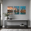 Ensemble de 3 tableaux sur toile représentant la silhouette d'une ville, pour la décoration du salon, de la chambre et de la maison.
