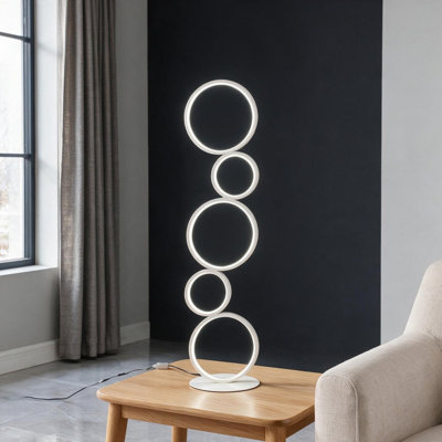 38.5" In Else Nordic 5-Ring Shaped White Led Metal Table Lamp