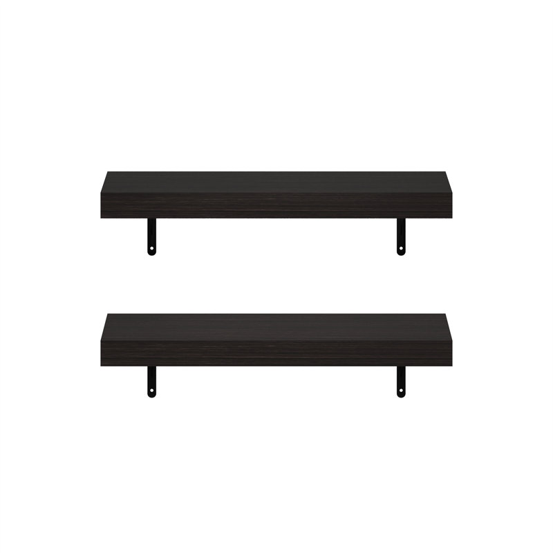 Beyhan 2 Piece Bracket Shelf, 4.19cm H x 57cm W x 23.8cm D, Tobacco Oak