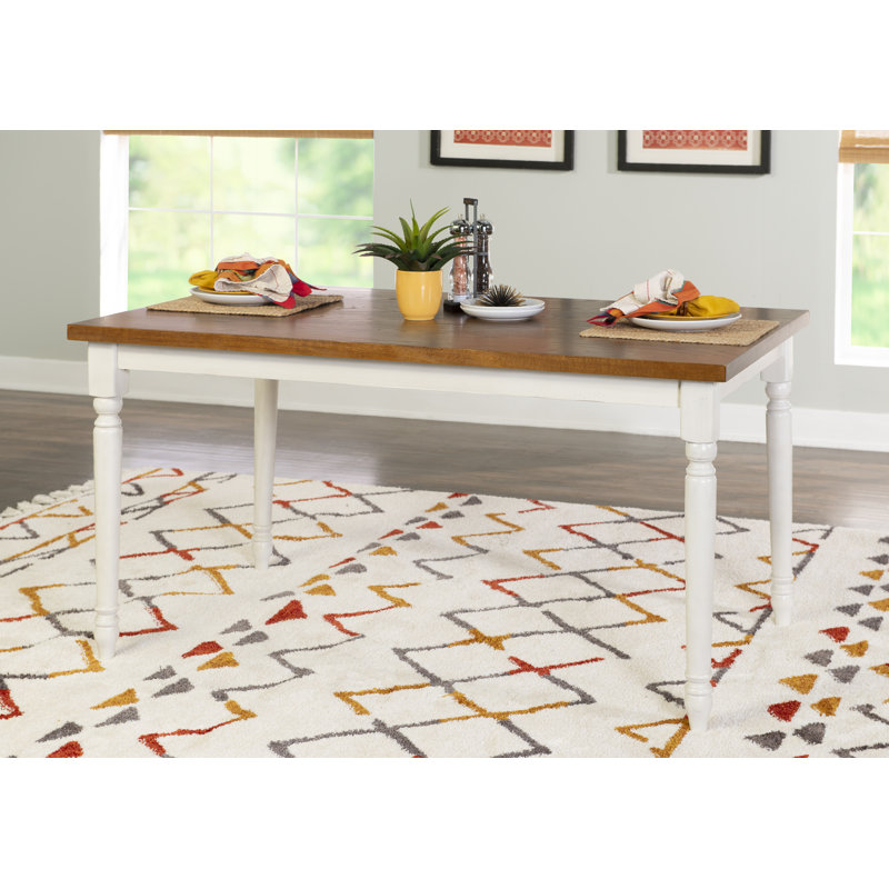 Honey Brown & Vanilla White Oak Dining Table for 4-6