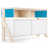 White/Iris Blue and Orange