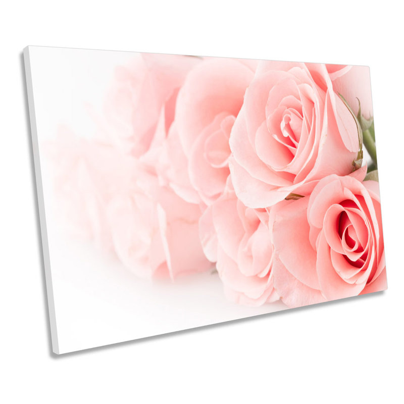 Flowers Rose Pink Floral - Wrapped Canvas Print, 30.5cm H x 45.7cm W x 2cm D