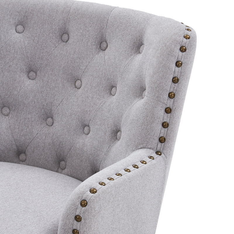 HIMO 28.3'' Wide Soft Sofa and Ottoman with 1 Pillow, Light Gray 100% Polyester