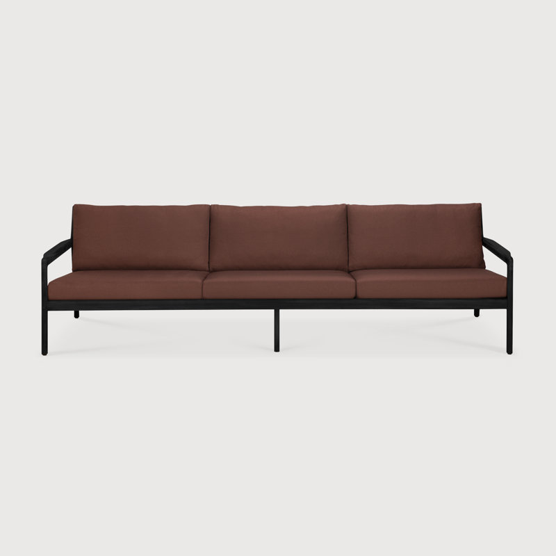 Outdoor 3 - Seat Patio Sofa, Burgandy, Varnished Teak Black