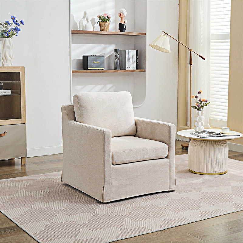 Fauteuil d'appoint pivotant rembourré, Beige