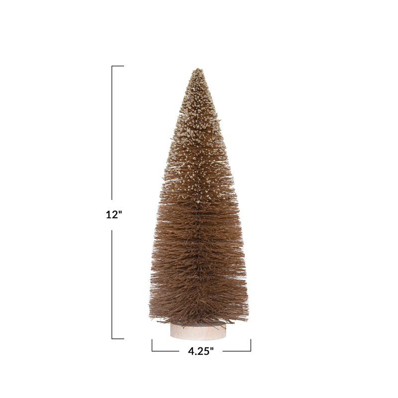 Arbre à brosse en sisal avec paillettes et base en bois