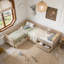 Lit plateforme simple en forme de L avec trois tiroirs de rangement