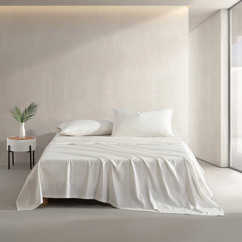 King White Organic Cotton Satin Sheet Set