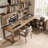 Tan Rectangular Solid Wood desks-107394635-107394638