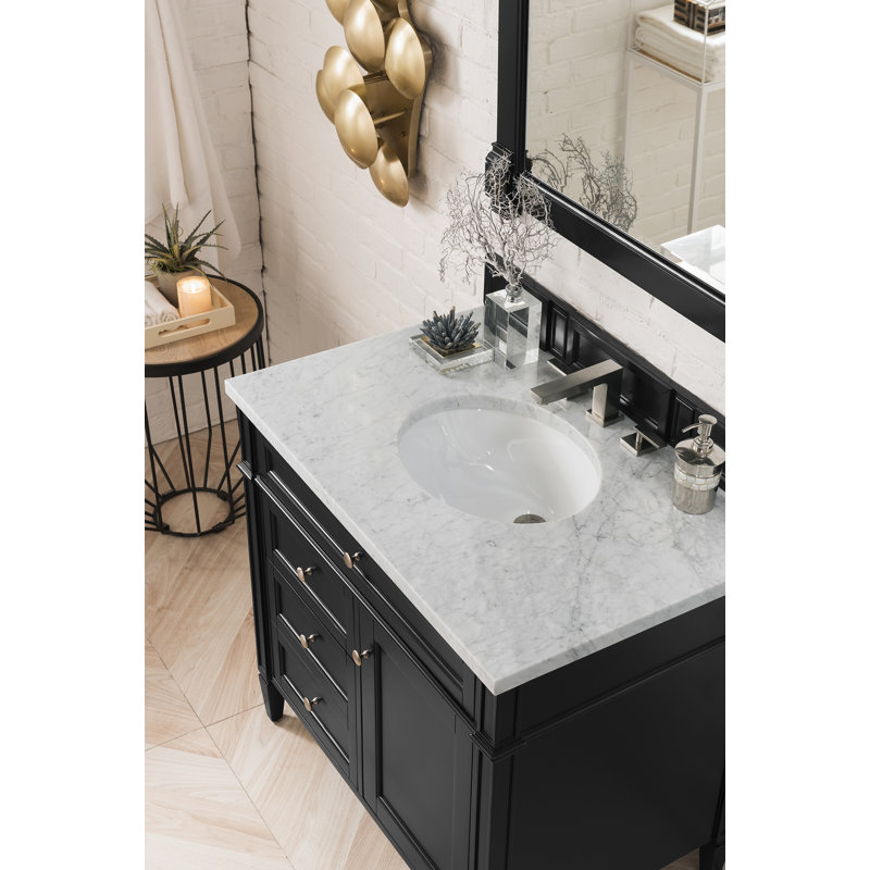 Brittany 36'' W Single Vanity, Urban Gray, Carrara White, 8" Widespread