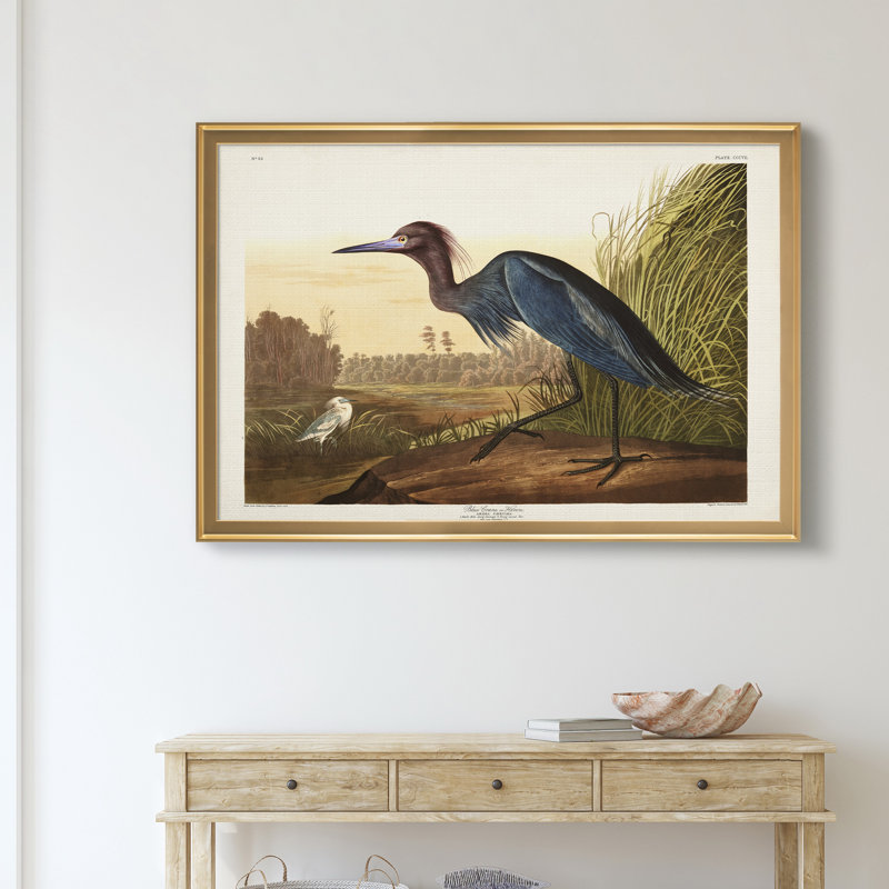 Blue Crane - reproduction d'art sur toile, Doré, H 18,5 po x l 24,5 po x P 1,5 po