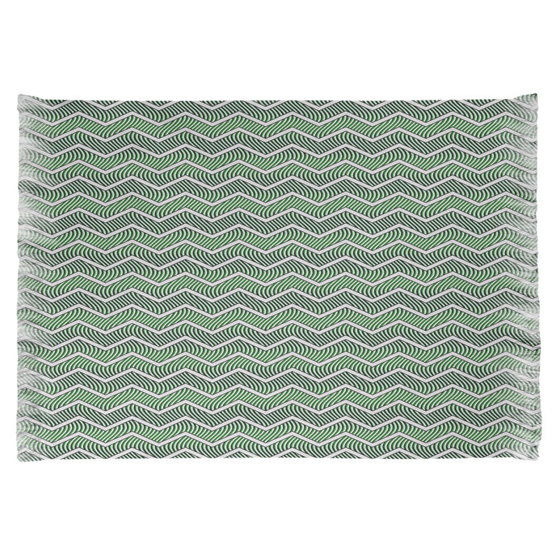 Tapis vert à motif de chevrons ondulés, Non
