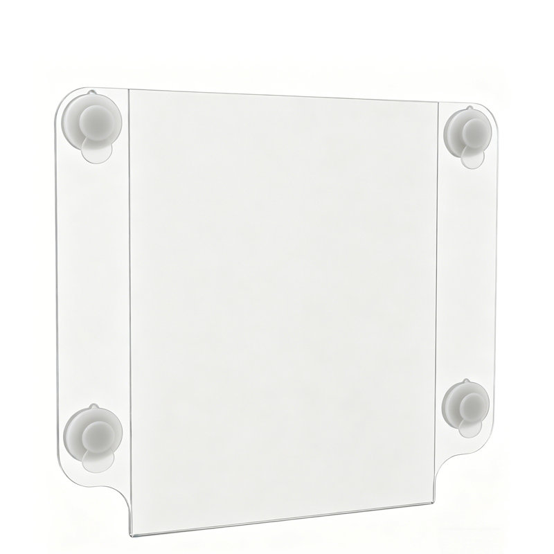 Porte-affiche transparent pour fenêtre FixtureDisplays® avec ventouses (8,5 po x 11 po) en PET résistant aux chocs 12068
