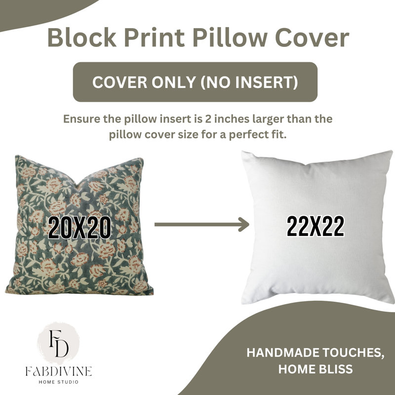 Coussin décoratif à imprimé bloc Fab Fabine - Mrignayani, gris, Carré 14 po