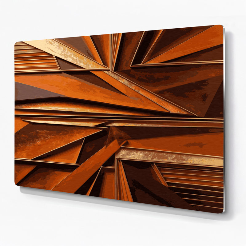 «Hard Edge» 24, art mural en métal brun, H 24 po x l 36 po