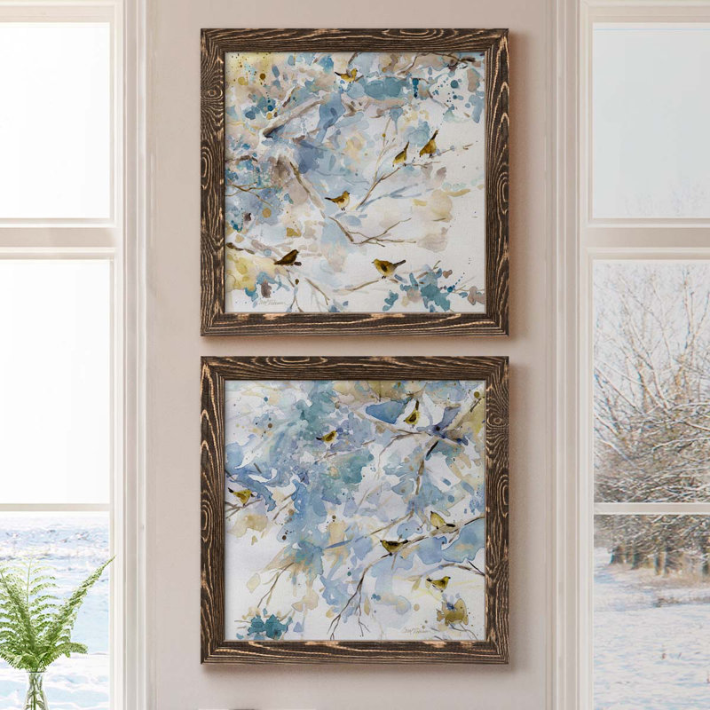 «Topaz Spring I», ensemble de 2 peintures sur toiles, Toile encadrée noyer, H 40 po x l 20 po x P 1,5 po