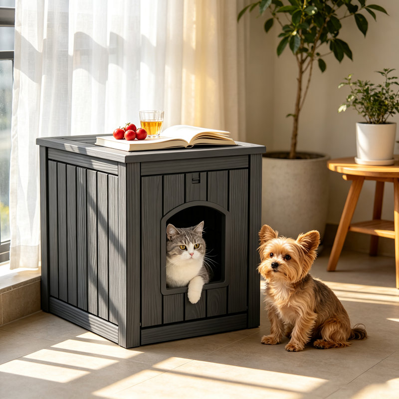 Maison de chat d'extérieur résistante aux intempéries, abri de chat isolé imperméable pour chats d'extérieur et d'intérieur, maison de chat toutes saisons durable, assemblage facile