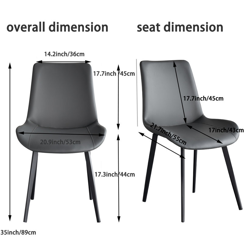 Dining Chairs Faux Leather for Kitchen Dining Room, Comfortable Mid Century Modern Chair with Metal Legs, Upholstered Side Chair for Livingroom