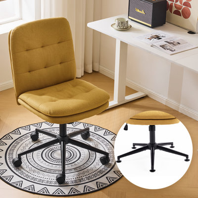 Upholstered Armless Office Desk Chair With Wheel And Foot Peg