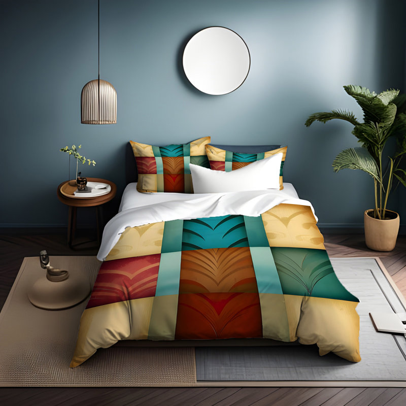 Polyester Abstract Duvet Cover, Twin Duvet Cover + 1 Queen Sham