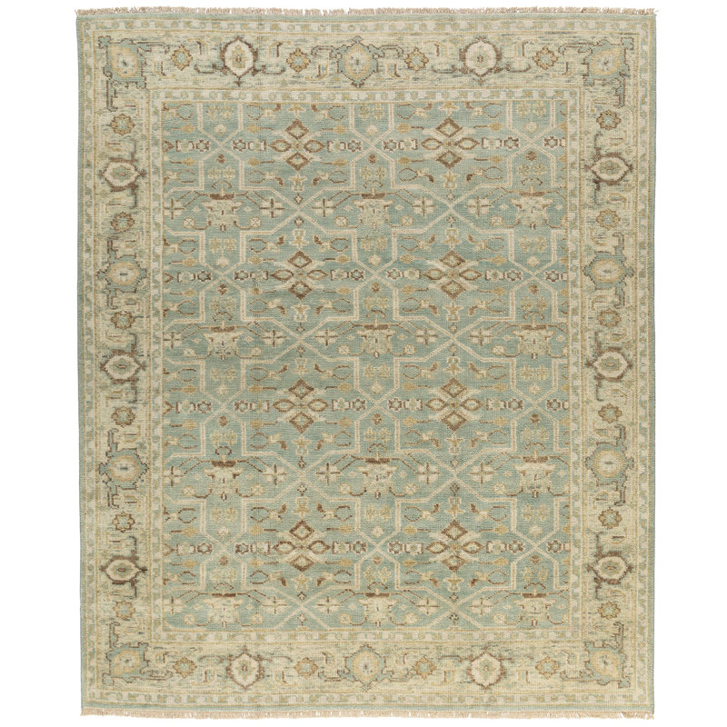 Rock My Classics Hand Knotted Wool Oriental Area Rug in Red/Green/Blue, Rectangle 12' x 16', Beige
