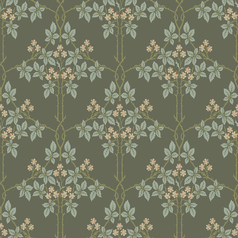 Blackberry Pink Vine Trellis Wallpaper, Gray