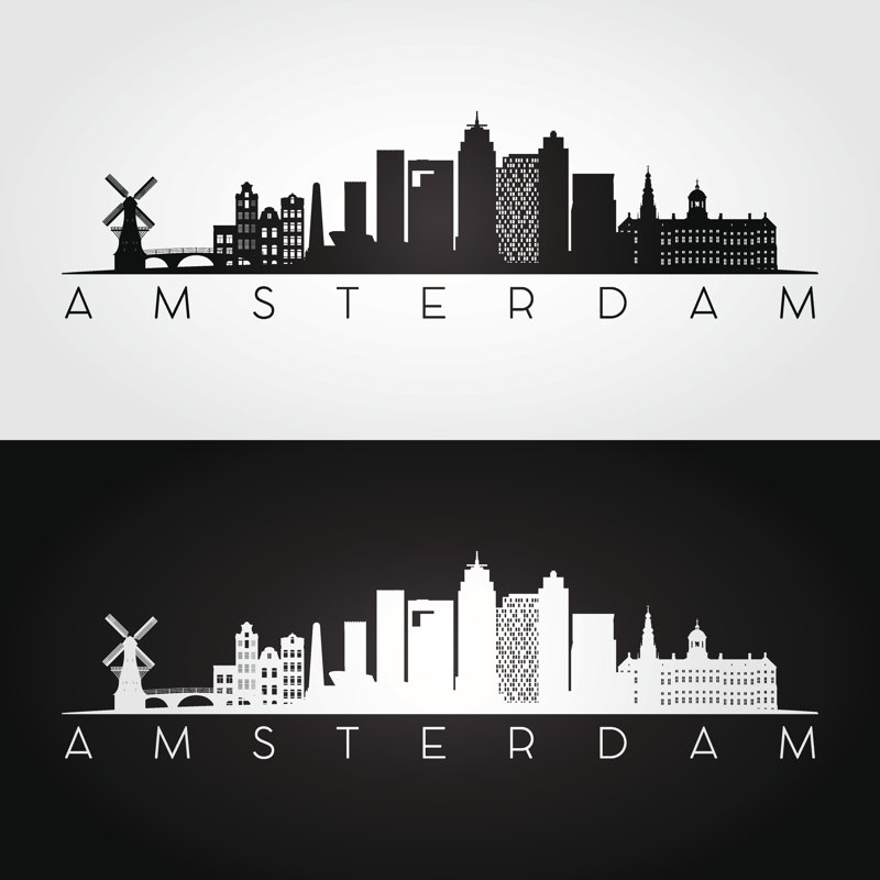 Amsterdam skyline 1 Piece Wrapped Canvas Wall Art, 76cm H x 76cm W
