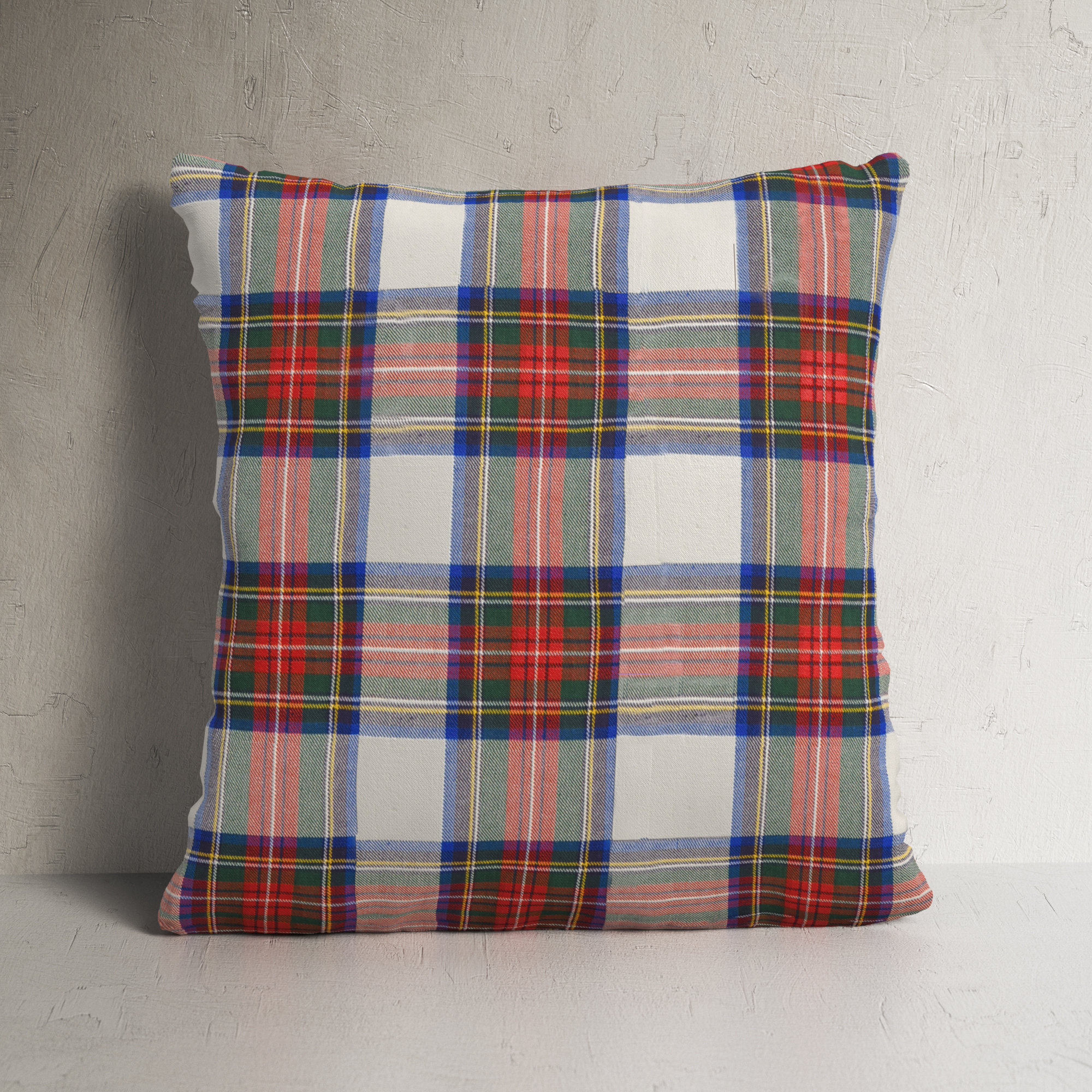 Rockleigh Plaid Cotton Pillow Cover, Feathers, 22" x 22"
