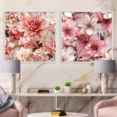 Ensemble de 2 collages carrés carrés floraux de tosha