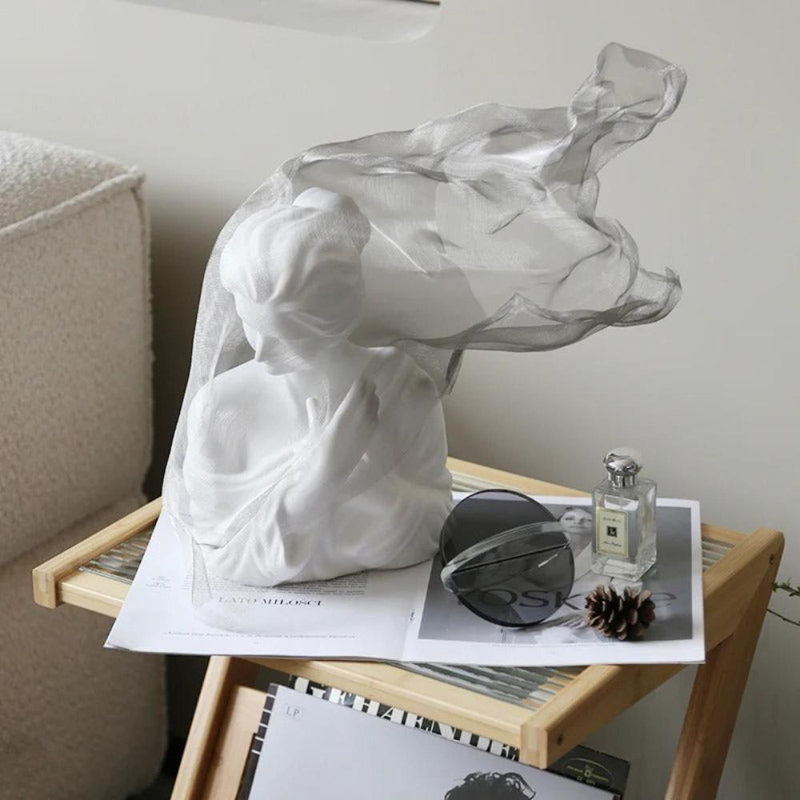 Golden Veil Girl Sculptures For Home Decor, Coffee