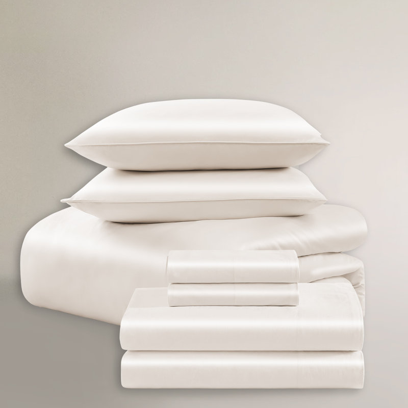 Silken Sateen TENCEL Sheet Set, Ivory, Queen Sheet Set with 2 Pillowcases