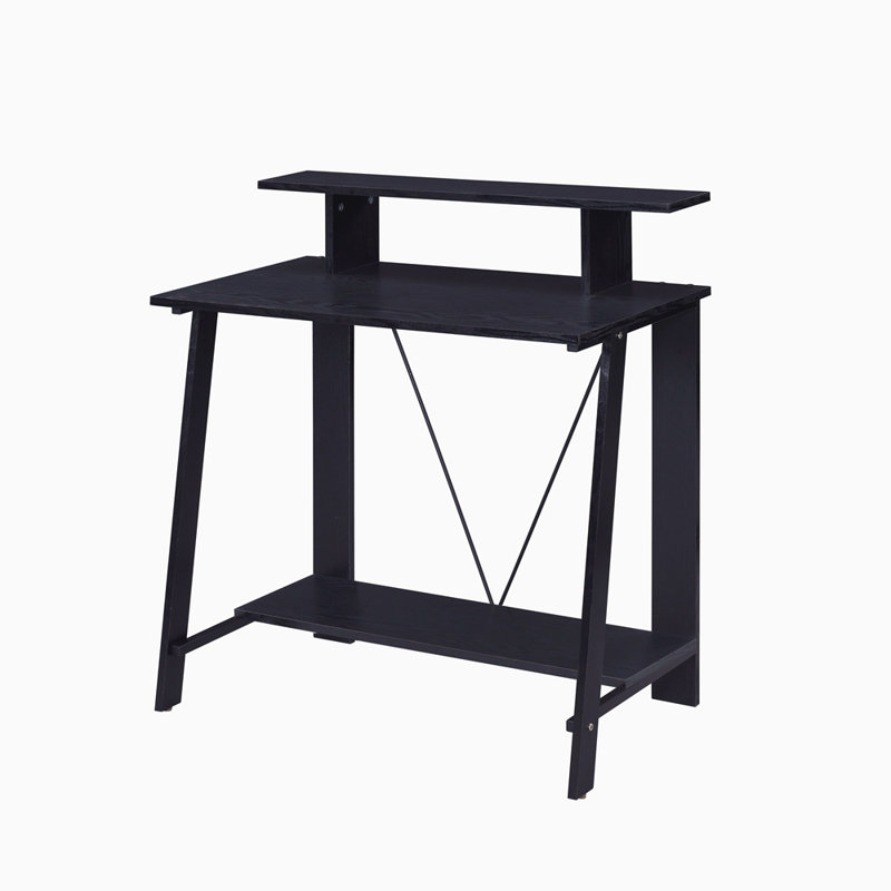 Bureau d'écriture noir avec tablette supérieure