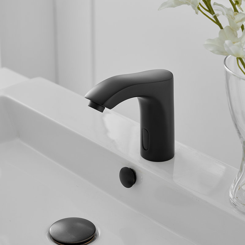 Single-Hole Bathroom Faucet with Drain Assembly, Matte Black